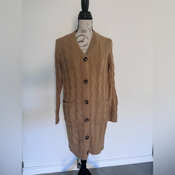 Long Sleeve Cable Knit Long Cardigan - Picture 1 of 9